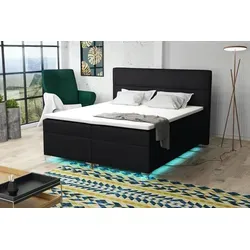 Boxspringbett CANELA 160x200cm mit Bettkasten und LED-Beleuchtung - Modernes Boxspringbett für Schlafzimmer, inklusive praktischem Bettkasten und stimmungsvollem LED-Headboard für optimalen Schlafkomfort.