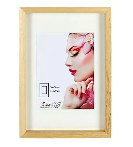 IDEAL TREND 3D Objektrahmen Holz Bilderrahmen Shirt Trikot Wanddeko Rahmen Collage Poster S223: Farbe: Natur | Format: 13x18