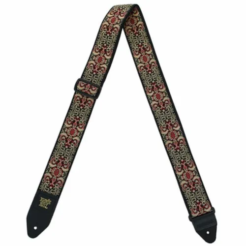 Ernie Ball E-Guitar Strap Persian Gold - Gitarrengurte aus stabilem Polypropylen mit hochwertigen Leder-Enden, extra lang von 104-182 cm, und vergoldetem Ernie Ball Logo in elegantem Persian Gold Jacquard.