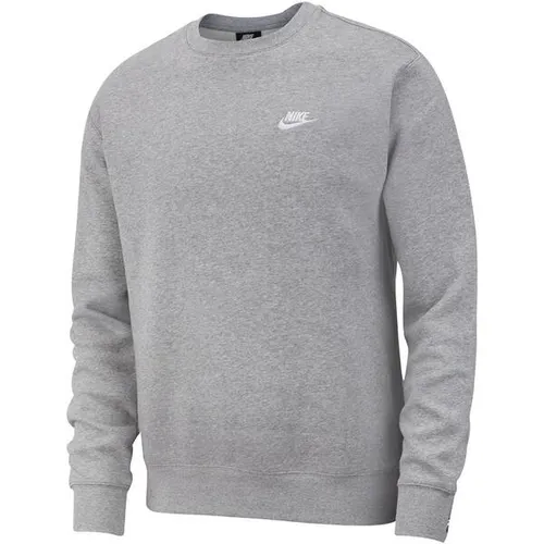 Nike Herren M NSW CLUB CRW BB Long Sleeved T-shirt, grau - Kleidung mit weichem Fleece und gebürsteter Innenseite für hohen Tragekomfort. Gerippte Abschlüsse sorgen für eine perfekte Passform, ideal für entspannte Tage.