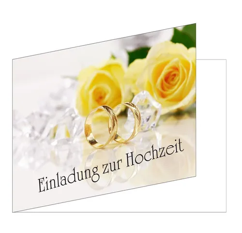 LYSCO Einladungskarten Einladungen zur Hochzeit Kirche Brautpaar Ringe Trauung Feier DIN A6, Liebe Rosen Blumen Brautkleid Hochzeitstorte Ringe Gäste