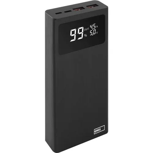 EMOS Powerbank BetaQ 20000mAh - Schnelles Laden für unterwegs - Powerbank mit 20000mAh, 22,5 W Quick-Charge, 3 Ausgängen und LED-Display. Ideal für gleichzeitiges Laden mehrerer Geräte, perfekt für Reisen oder Outdoor-Aktivitäten.