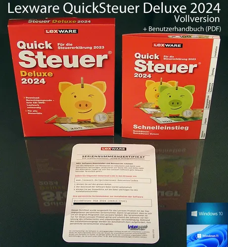 Lexware QuickSteuer Deluxe 2024 Vollversion Box Handbuch Steuerjahr 2023 OVP NEU