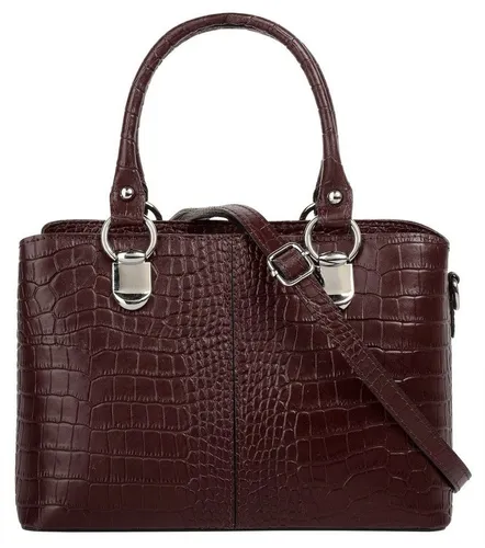 Umhängetasche CLUTY aus echtem Leder, braun, Made in Italy - Handtaschen in trendiger Kroko-Optik, 2-geteiltes Hauptfach für optimale Organisation und abnehmbarer, verstellbarer Schultergurt für vielseitigen Tragekomfort.