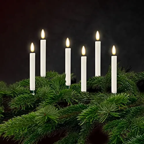 Deluxe Weihnachtsbaumkerzen 6-er Set – Weiß, LED - Elegante weiße LED-Kerzen im 6er Set, ideal für festliche Dekoration. Aus hochwertigem Wachs gefertigt, sorgen sie für stimmungsvolles Licht ohne offene Flamme.