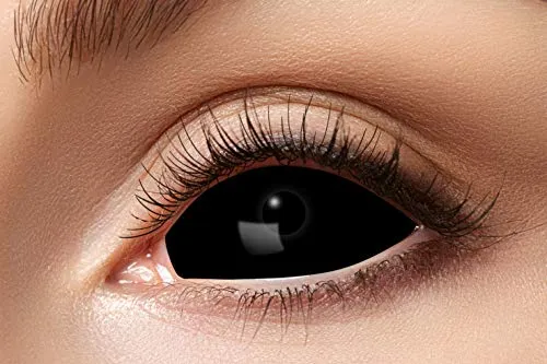 Eyecatcher Farblinsen - 1 Paar Sclera Black Eye Kontaktlinsen 22mm, ideal für Fasching, Halloween und Cosplay Events