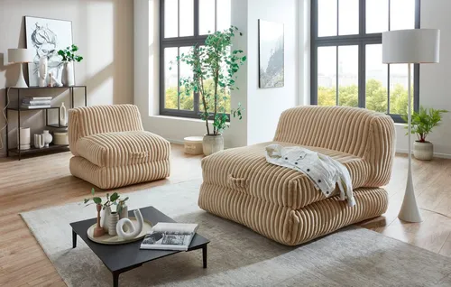 Home affaire XXL-Sessel Pia, Loungesessel in Megacord, 2 Größen, Schlaffunktion und Pouf-Funktion