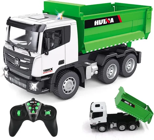COIL RC-Truck Muldenkipper Huina 1556 1:18 - RC-Truck Muldenkipper mit Licht- und Soundeffekten, ideal für kleine Baumaschinenliebhaber. Fährt in alle Richtungen und bietet eine realistische Erfahrung beim Beladen von Sand oder losen Materialien.