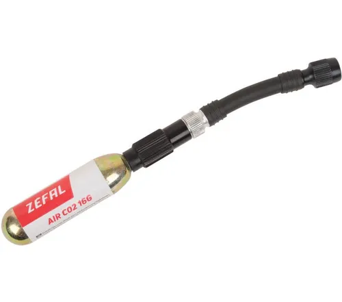 Zefal CO2 Pumpe mit 16g Kartusche - EZ Control, Schwarz/Silber - Luftpumpen mit regulierbarem Pumpenkörper aus Aluminium, inkl. 16g Patrone, passend für 12g, 16g oder 25g Kartuschen. Ideal für schnelle Reifenfüllung unterwegs.