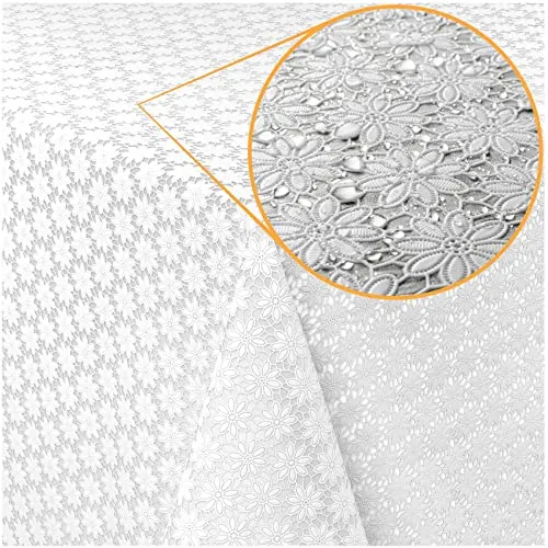 ANRO Tischdecke Lace Vinyl Wachstuch mit Blumenmotiv 220x138cm - Wasserfeste und abwaschbare Tischdecke im stilvollen Häkelspitzen-Look, ideal für Partys und den täglichen Gebrauch. Pflegeleicht und robust, schützt Ihren Tisch zuverlässig vor Schmutz und Kratzern.