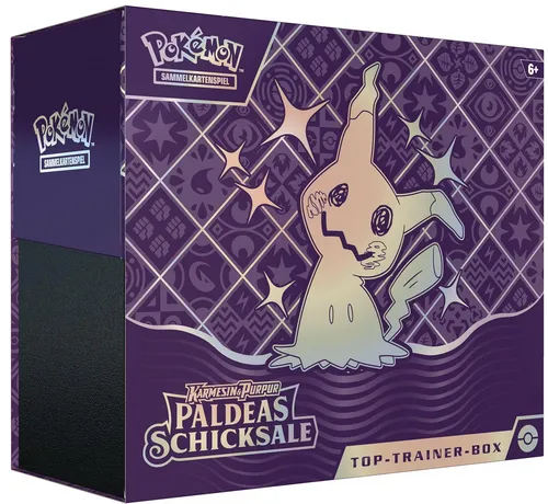Pokémon-Sammelkartenspiel: Top-Trainer-Box Karmesin Purpur - 9 Boosterpacks, exklusive holografische Promokarte und umfangreiches Zubehör für Sammler und Spieler