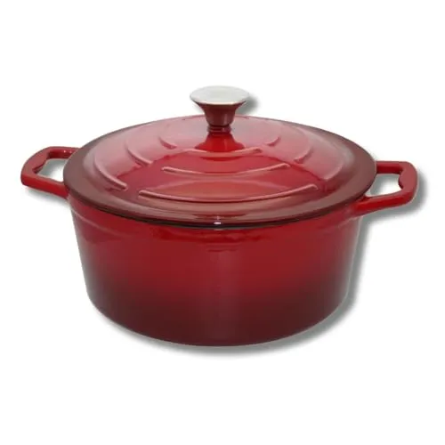 ELO Topf Gusseisen Ø26cm rot - Pfannen, hochwertiger Gusseisentopf mit optimaler Wärmeleitung und idealer Zubereitung für scharfe und krosse Gerichte, spülmaschinengeeignet und backofenfest bis 240°C.