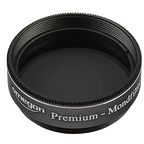 Omegon Premium-Mondfilter 1,25'' für Teleskope - Hochwertiger Mondfilter aus plan gedämpftem Glas, reduziert Blendung und erhöht den Kontrast bei Mondbeobachtungen – ideal für Teleskope bis 150mm Durchmesser.