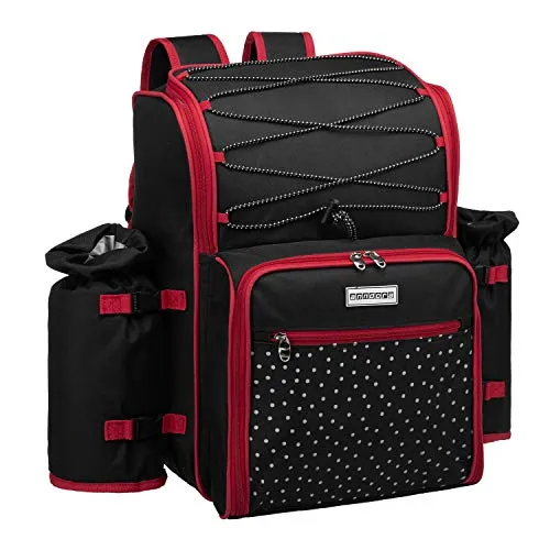 anndora Picknickrucksack für 4 Personen - Praktischer Picknickrucksack mit 29-teiligem Zubehör, 2 Flaschenhaltern und einem extra großen isolierten Hauptfach für unvergessliche Ausflüge.