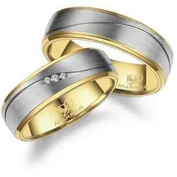 MARRYA Partnerring Diamant Titan Ringe Trauringe Eheringe Partnerringe goldfarben|silberfarben 50
