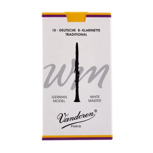 Vandoren CR164T Bb Klarinette White Master Reeds Stärke 4, 10er Pack - Blätter für Holzblasinstrumente, spezielle deutsche Schnittführung für optimale Spielbarkeit und präzises Spiel, ideal für Profis und Anfänger.
