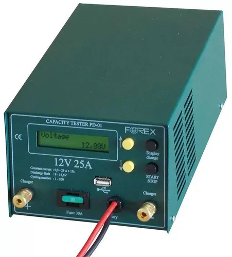 Forex Battery Tester 12/25 mit Software und Kabel 12V 0.3-25A - Batterietester für Kraftfahrzeuge, inklusive Software und Kabel für präzise Batteriediagnose und einfache Handhabung.