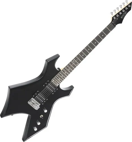 Rocktile E-Gitarre Warhead - Heavy-Style mit 2 Humbucker Tonabnehmer - E-Gitarre für Heavy-Style mit 6 Saiten, ideal für Rockliebhaber. Leichtgewichtig mit Linde-Korpus und Ahorn-Hals, perfekt für Erwachsene und Jugendliche.