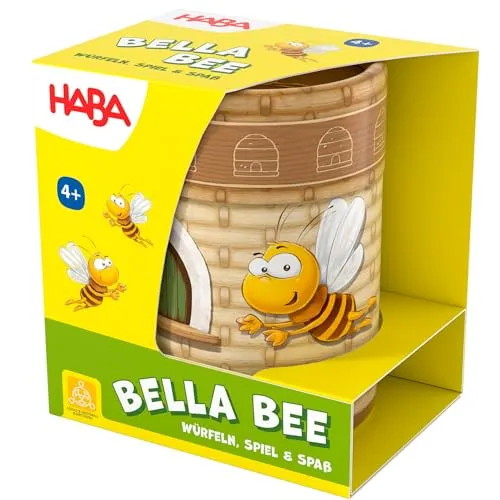 Haba Spiel Kinderspiel Würfelspiel Bella Bee 2010885001 - Gesellschaftsspiel für Kinder ab 4 Jahren, fördert Geschicklichkeit und Spaß im Spiel