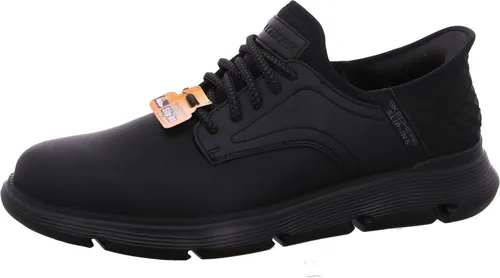 SKECHERS Slip-On Sneaker "GARZA" für Herren, Gr. 44, schwarz - Sneaker aus Leder mit Heel Pillow Fersenkissen für optimale Passform, ideal für lässige Outfits und den ganzen Tag angenehmen Tragekomfort.