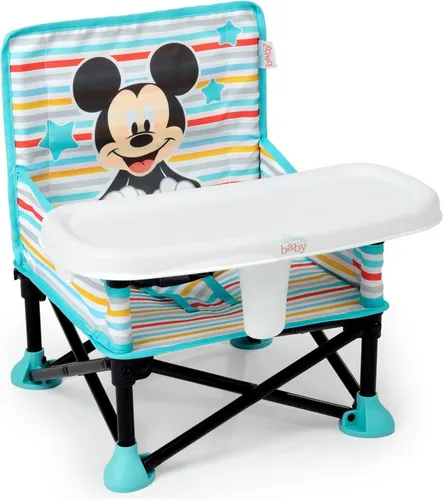 Bright Starts Tischsitz MICKEY MOUSE Pop ‘N Sit™ Portable Booster Seat - Tischsitz für Kinder ab 6 Monaten, praktisch zusammenklappbar und mit Tragetasche. Ideal für unterwegs, belastbar bis 15 kg.