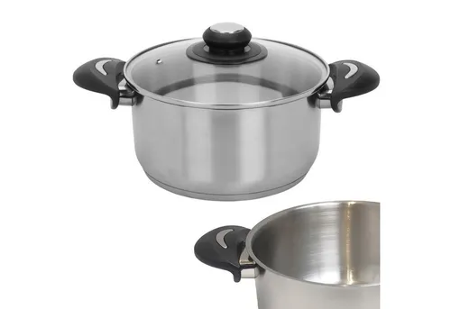 Koopman Kochtopf Edelstahl 2700 ml Universal Topf Ø 20 cm Glasdeckel 2 Griffe Küche, Edelstahl (1-tlg), 2700ml, Kasserolle, Suppentopf, Edelstahl, Glasdeckel