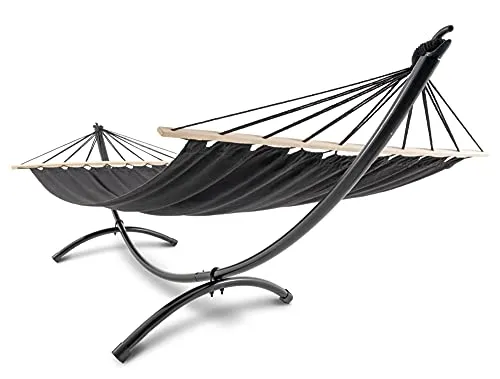 di volio Hängematte mit Gestell RIMINI - Elegante Gartenliege in Schwarz - Die RIMINI Hängematte mit Gestell vereint Stil und Komfort. Ideal für entspannte Sommertage im Garten oder auf der Terrasse. Robustes Material und stabiler Rahmen sorgen für langanhaltenden Genuss.