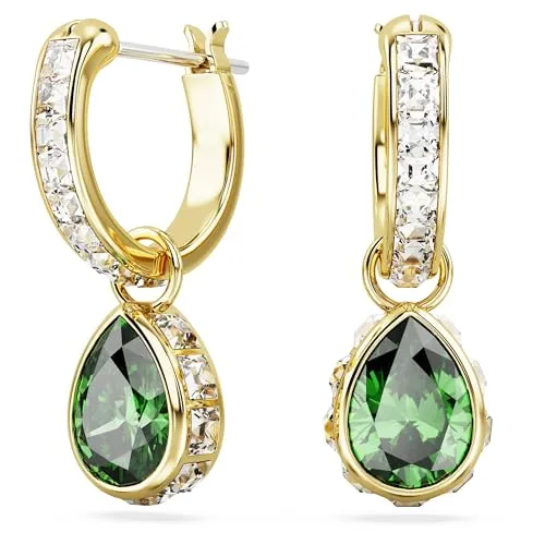 Swarovski Stilla Hängeohrringe - Grüne und vergoldete Ohrhänger mit strahlenden Kristallen, eleganter Charme für jeden Look