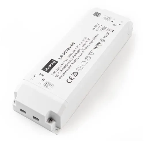 illuburg LED Trafo 24V Dimmbar Triac 12W - 50W für LED Strip Lampe LED Netzteil Treiber Transformator Vorschaltgerät Driver