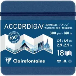 Clairefontaine Akkordeon-Zeichenbuch 7,4x7,4cm Blau 18 Seiten - Praktisches Zeichenbuch für kreative Reisen, ideal für Skizzen und Notizen unterwegs. Perfekt für Künstler und Hobbyisten.