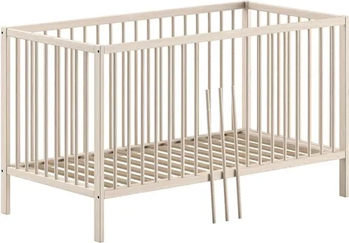 Babybett Kara-lynn 70x140 cm aus Massivholz - Modernes Babybett aus Buche Natur, mit Umbaufunktion zum Junior-Bett. Stabil und hochwertig verarbeitet, perfekt für eine sichere Schlafumgebung.