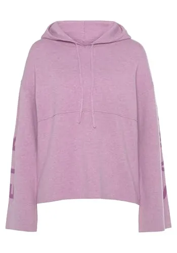 Hoodie ELBSAND Damen, Gr. 32/34, rosa - Modischer Feinstrick-Hoodie für Damen in lässiger Passform mit Logostickerei. Ideal für entspannte Loungewear und vielseitig kombinierbar.