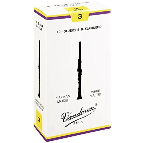 Vandoren Blätter B-Klarinette Deutsch 3,0 White Master Traditional - Hochwertige Klarinettenblätter für deutsche Mundstücke, optimierte Passform und Spielbarkeit. Ideal für Profis und Anfänger – im praktischen 10er-Pack für langfristigen Spaß beim Musizieren.