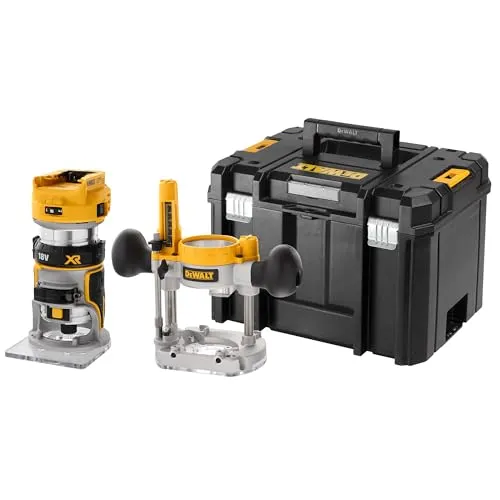 Dewalt 18V 2-in-1 8mm Router DCW604N - Fräsen - Leistungsstarker 2-in-1 Router mit bürstenlosem Motor für längere Laufzeit und präzise Ergebnisse. Doppel-LED-Leuchten sorgen für optimale Sichtbarkeit.