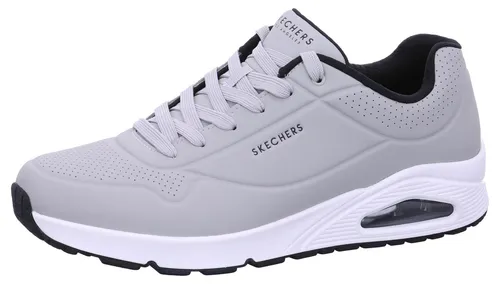 Skechers Herren UNO Stand ON AIR Sneaker - Light Gray Durabuck/Black Trim, 45 EU - Herren-Sneaker mit modisch-klassischem Design, flexibler Traktionslaufsohle und hochwertigem Obermaterial für optimalen Tragekomfort.