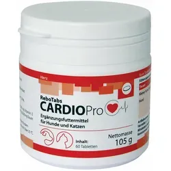 reboVet CARDIOPro 60 Tabs für Hunde & Katzen - Ergänzungsfuttermittel zur Unterstützung des Energiestoffwechsels und der Herzfunktion. Angereichert mit wertvollen Inhaltsstoffen wie Carnitin und Weißdorn, ideal für aktive Haustiere.