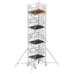 Layher Rollgerüst Uni Kompakt P2 Safety Plus mit Doppelgeländer und ausziehbaren Gerüststützen 9,20m AH