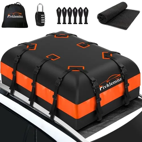 FIVKLEMNZ Dachbox Auto - Wasserdichter Gepäckträger für alle Fahrzeugdächer - Gepäckträger mit 21 Kubikfuß Stauraum, 100% wasserdicht und mit verstärkten Gurten für maximale Sicherheit. Ideal für Reisen mit viel Gepäck.