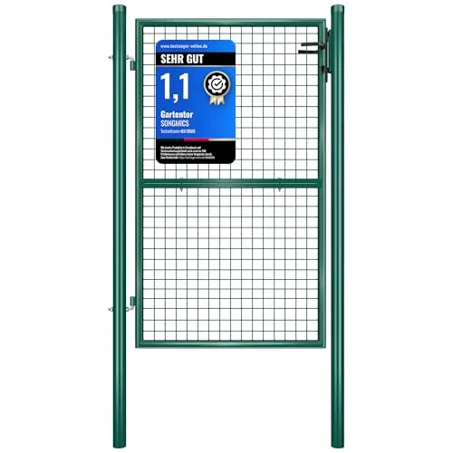 SONGMICS Gartentor, Gartentür aus verzinktem Stahl, abschließbar 106 x 150 cm - Flügeltore aus hochwertigem, rostbeständigem Stahl, ideal zur Grundstücksabgrenzung und als Zuwegeschutz. Inklusive kompletter Montageset für einfache Installation.