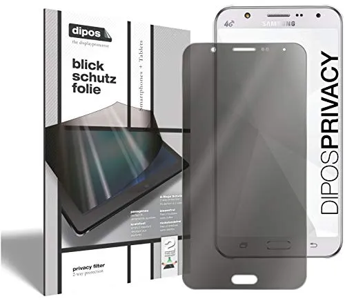 dipos I 2-Wege Blickschutzfolie kompatibel mit Samsung Galaxy J7 2016 (Im Hochformat) I Sichtschutz-Folie Display-Schutzfolie Privacy-Screen - Schützt gegen seitliche Blicke