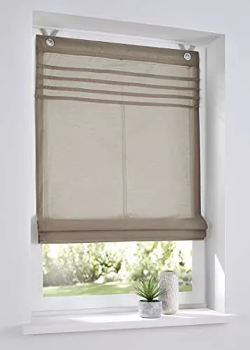 Raffrollo Kessy Biese natur 60x140 cm - Hochwertiges Ösenrollo zur einfachen Montage ohne Bohren. Pflegeleicht und maschinenwaschbar, ideal für jedes Fenster.