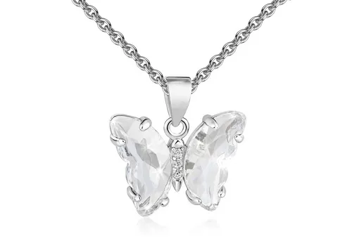 Firetti Kette mit Anhänger Schmuck Geschenk Silber 925 Halsschmuck Ankerkette Schmetterling, Made in Germany - mit Zirkonia (synth)