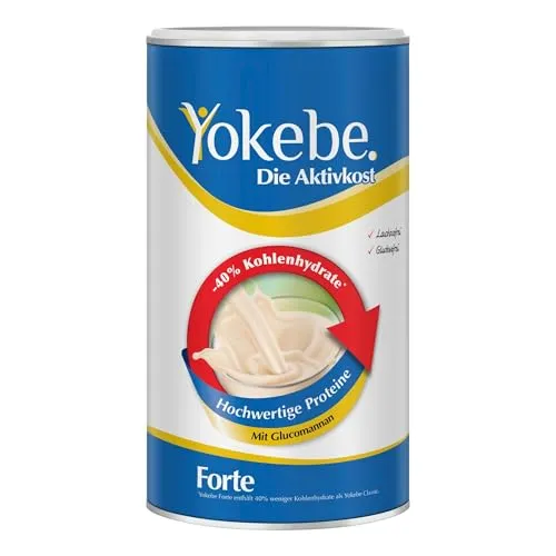Yokebe Forte Diätshake - 40% weniger Kohlenhydrate - Gewichtsmanagement Shake, glutenfrei und laktosefrei, unterstützt beim Abnehmen mit 211 Kalorien pro Portion und wertvollen Proteinen.