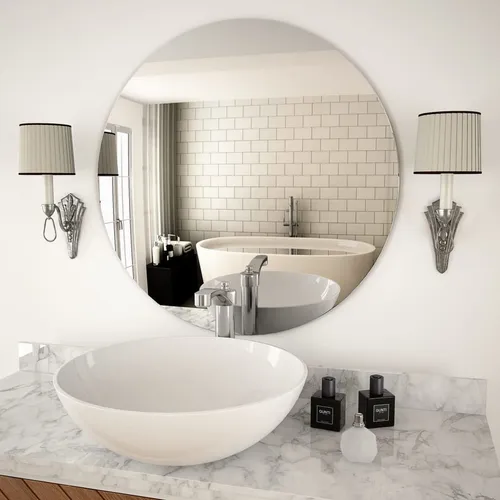 vidaXL Wandspiegel 70 cm Rund aus Glas - Modischer Wandspiegel mit 70 cm Durchmesser, ideal für Schlafzimmer oder Wohnzimmer. Schaffen Sie mit dem geschliffenen Rand eine großzügige Atmosphäre und gestalten Sie Ihr Zuhause stilvoll!