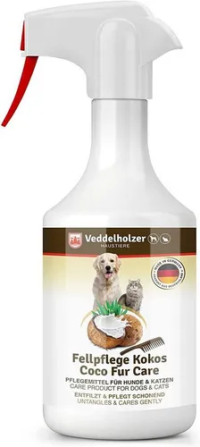 Veddelholzer Garten Fellpflege Kokos Entfilzungsspray für Hunde & Katzen - Fellpflege für Hunde und Katzen, 500 ml, mit erfrischendem Kokosduft und entwirrenden Eigenschaften – ideal für gepflegtes und glänzendes Fell.