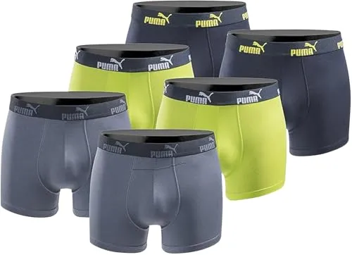 PUMA Boxershort 6er Pack Herren Basic Black Limited Edition - New Lime, Gr. XL - Herren-Boxershorts im 6er Sparpack - Bequeme, atmungsaktive Baumwollqualität für hohen Tragekomfort und optimale Passform, ideal für Sport und Alltag.