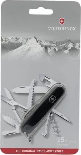 Victorinox Huntsman - Black Swiss Army Knife - Multifunktionales Taschenmesser mit Scheren und Holzsäge, ideal für Outdoor-Abenteuer und vielseitige Anwendungen.