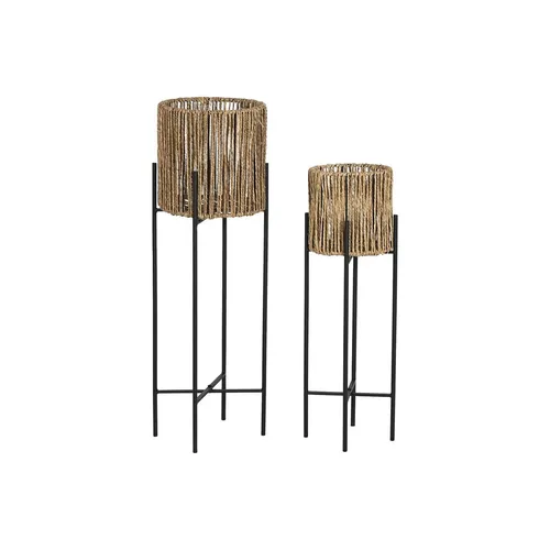 Esprit Set of Planters Home Black Metal Fibre 23 x 23 x 76,5 cm (24 x 24 x 77 cm) (METI_MC213033)