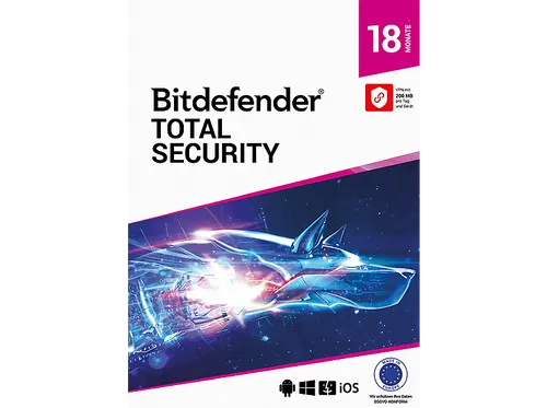 TOTAL SECURITY 10 Geräte 18 Monate - Umfassende Sicherheitssoftware für 10 Geräte über 18 Monate, schützt zuverlässig vor Bedrohungen und sorgt für sicheres Surfen im Internet.