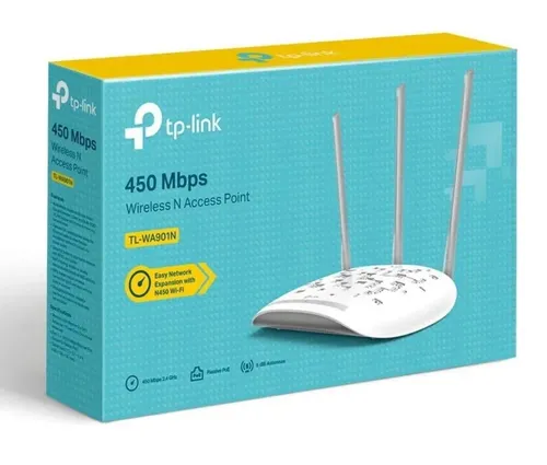 TP-Link TL-WA901ND Wireless-N Access Point 450 Mbit/s - Weiß - Vielseitiger Wireless-N Access Point zur Erweiterung Ihres Netzwerks. Unterstützt Power over Ethernet für flexible Platzierung und einfache Einrichtung durch QSS-Taste. Ideal für Büros und Cafés.